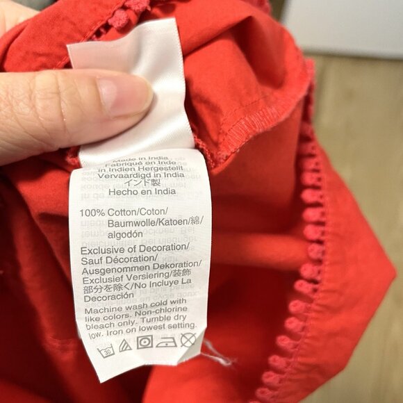 J. Crew Embroidered Crochet Ruffle Romantic High Neck Blouse Top Red size Small - Picture 12 of 12